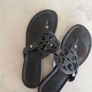 Tory Burch Black Miller Logo Thong Sandals